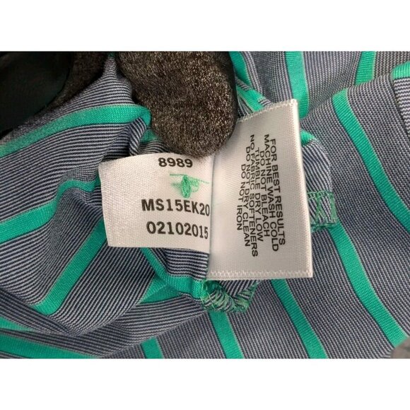 Peter Millar Teal and Gray Striped Polo Shirt - Picture 5 of 9